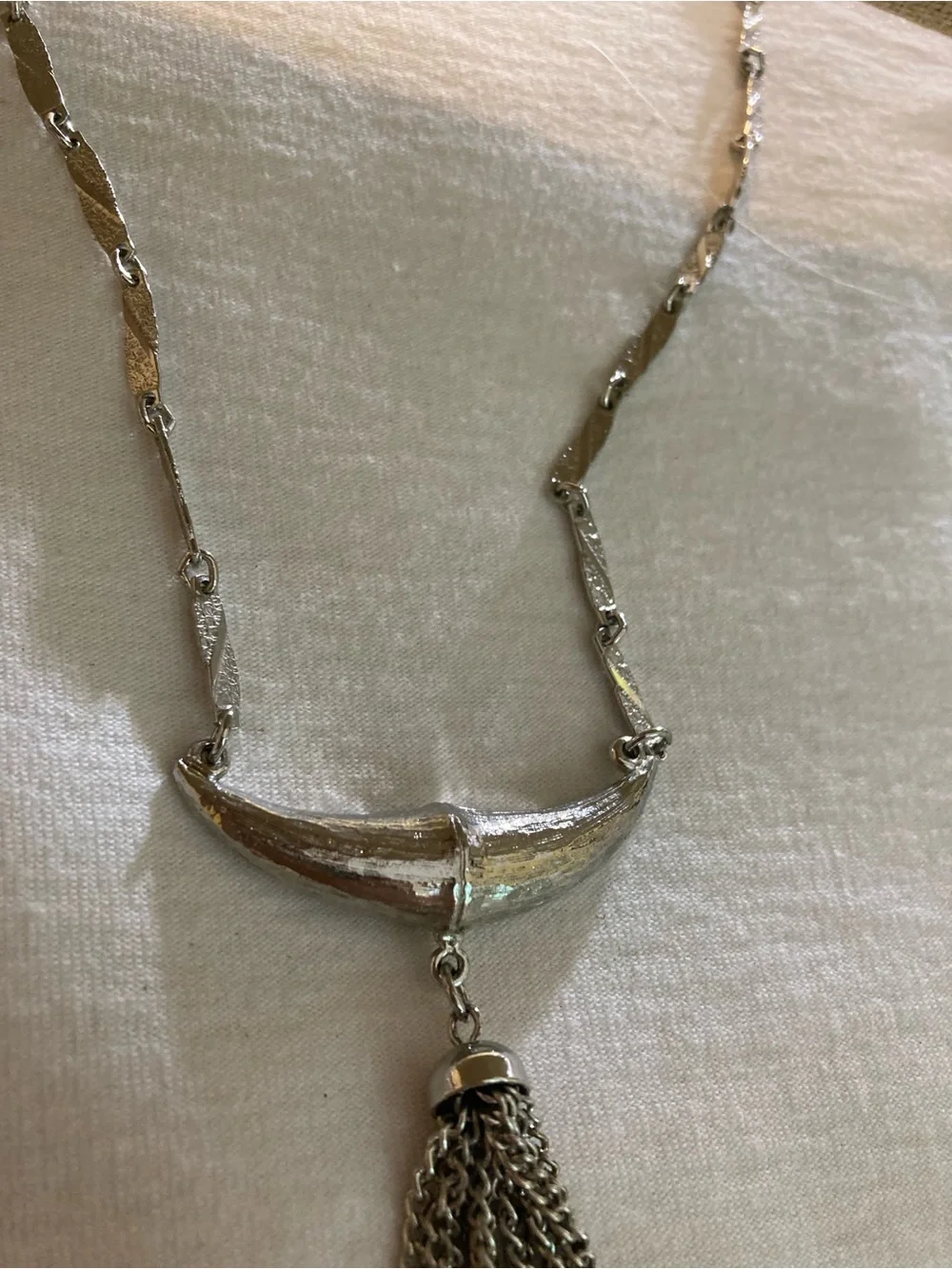 Vintage Silver Tone Fancy Chain Necklace